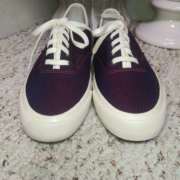 SeaVees X Derek Lam 10 Crosby Navy & Red Textured Stripe Fabric Legend Sneakers - Picture 6 of 9